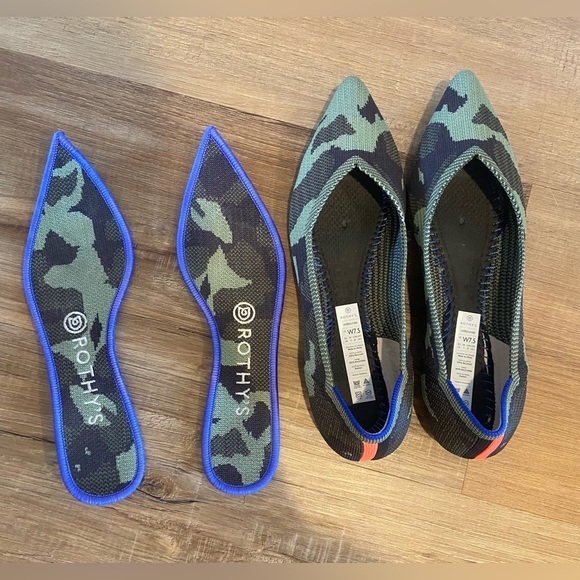 Rothy's The Point Olive Camo Knit Flats Size 7.5 - Picture 6 of 7